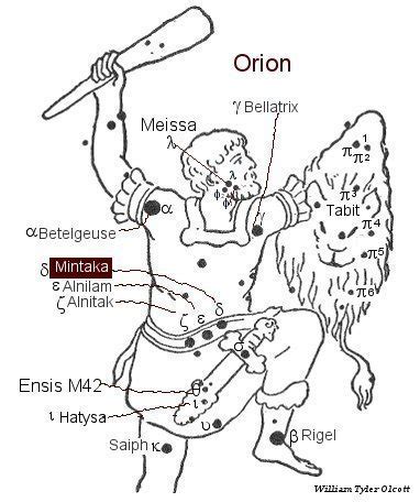 0 Double stars indicated by Finally, The Okinawan Mythology for Orion . . Mintaka mythology